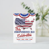 Rode, witte, blauwe vlag 4 juli Feestuitnodiging Briefkaart (Staand voorkant)