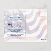 Rode, witte, blauwe vlag 4 juli Feestuitnodiging Briefkaart (Achterkant)