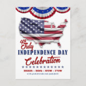 Rode, witte, blauwe vlag 4 juli Feestuitnodiging Briefkaart (Voorkant)