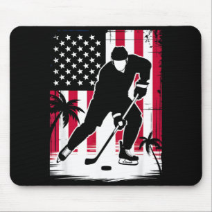 Rode Witte Blauwe Vlag Usa Ijshockeyspeler 4e Van Muismat
