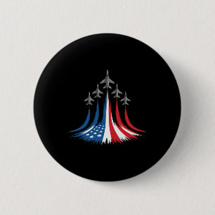 Rode Witte Blauwe Vlag Van De Vs Gevechtsvliegtuig Ronde Button 5,7 Cm