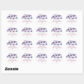 Rode, Witte & Blauwe Vlaggen 4 juli Feest Ronde Sticker (Vel)