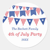 Rode, Witte & Blauwe Vlaggen 4 juli Feest Ronde Sticker (Voorkant)