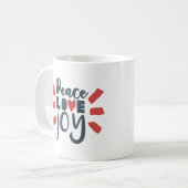 Rode Witte Blauwe Vrede Liefde Vreugde Geschenk Mo Koffiemok (Voorkant links)