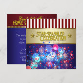 Rode Witte & Blauwe Vuurwerk 4 juli uitnodigingen (Voorkant / Achterkant)