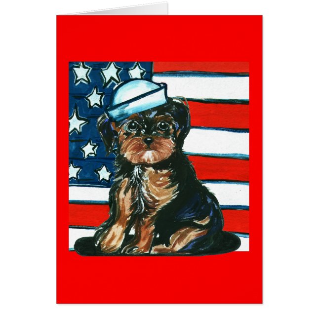 Rode, Witte & Blauwe Yorkie Poo (Voorkant)