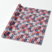 Rode Witte Blauwe Zeilboten Vaderdag Cadeaupapier (Uitgerold)