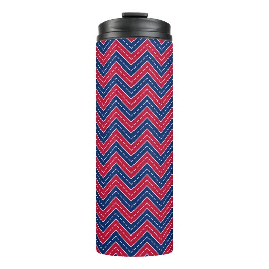 Rode, Witte & Blauwe Zig-Zag Thermische Bekerkop Thermosbeker (Voorkant)