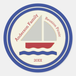 Rode, witte, blauwe, zwarte zeilboot Sticker