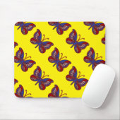 Rode witte blauwvlinder-gele muizepad muismat (Met muis)