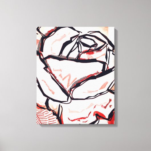 Rode Witte Bloem Abstract Kleurrijk Roos Home Deco Canvas Afdruk (Voorkant)