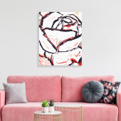 Rode Witte Bloem Abstract Kleurrijk Roos Home Deco Canvas Afdruk (Insitu (Woonkamer))
