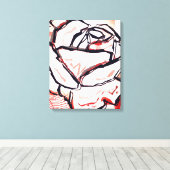 Rode Witte Bloem Abstract Kleurrijk Roos Home Deco Canvas Afdruk (Insitu (Houten vloer))
