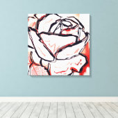 Rode Witte Bloem Abstract Kleurrijk Roos Home Deco Canvas Afdruk (Insitu (Houten vloer))