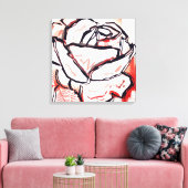 Rode Witte Bloem Abstract Kleurrijk Roos Home Deco Canvas Afdruk (Insitu (Woonkamer))