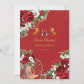 Rode witte bloem Charro Charra paarden Quinceañera Kaart (Achterkant)