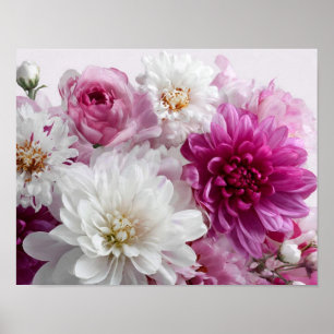 Rode & Witte Bloem Kunst aan de Muur – Elegante Bl Poster
