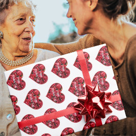 Rode witte bloem Moderne Elegante Gelukkige Moeder Cadeaupapier