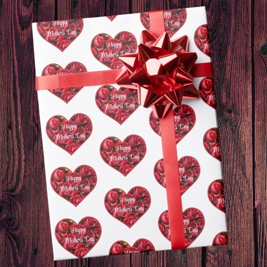 Rode witte bloem Moderne Elegante Gelukkige Moeder Cadeaupapier