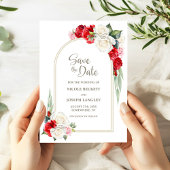 Rode Witte Bloemboog Trouwen Save the Date