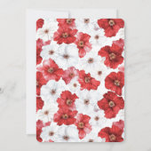 Rode witte bloemen bloemenbruiloft kaart (Achterkant)
