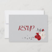 Rode & witte bloemen botanisch RSVP kaartje (Achterkant)
