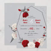 Rode & witte bloemen botanische geometrische bruil kaart (Voorkant / Achterkant)