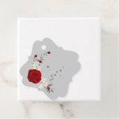 Rode & witte bloemen botanische gunst tag bedankjes labels (In situ)