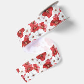 Rode Witte Bloemen Bruidscadeau Satijnen Lint (Achterkant)