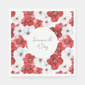 Rode Witte Bloemen Bruidsmeisjesfeest Trouwen Servet (Voorkant)