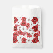 Rode witte bloemen bruiloft bedankzakje (Voorkant)