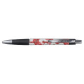 Rode Witte Bloemen Bruiloft Pen (Achterkant)