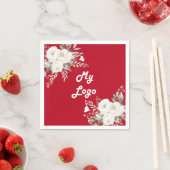 Rode witte bloemen business logo servet (Insitu)