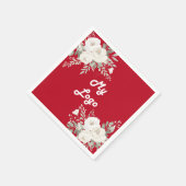 Rode witte bloemen business logo servet (Hoek)