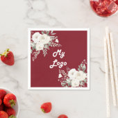 Rode witte bloemen business logo servet (Insitu)