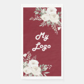 Rode witte bloemen business logo servet (Voorkant)