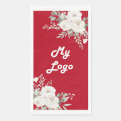 Rode witte bloemen business logo servet (Voorkant)
