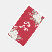 Rode witte bloemen business logo servet (Hoek)