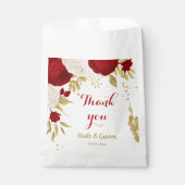 Rode & witte bloemen goud bedankzakje (Voorkant)