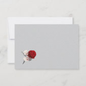 Rode & witte bloemen grijze bladeren bedankkaart (Achterkant)