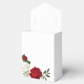 Rode & witte bloemen groen botanisch bruiloft bedankdoosjes (Geopend)