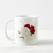 Rode witte bloemen groen  koffiemok (Links)