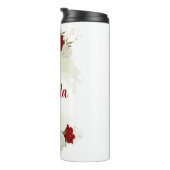 Rode witte bloemen groen thermosbeker (Geroteerd rechts)