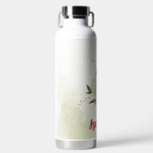 Rode witte bloemen groen waterfles (Voorkant)