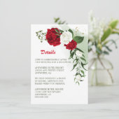 rode witte bloemen groene blad details informatiekaartje (Staand voorkant)