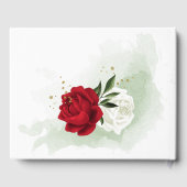 rode witte bloemen groene bruiloft gastenboek (Achterkant)