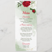 rode witte bloemen groene bruiloft menu (Voorkant)