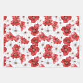 Rode Witte Bloemen Harten Bruiloftszand Bruidsboek Inpakpapier Vel (Voorkant)