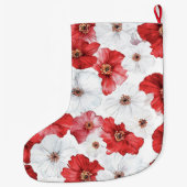 Rode Witte Bloemen Kerstmis Grote Kerstsok (Achterkant)