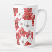 Rode Witte Bloemen Latte Mok (Rechts)